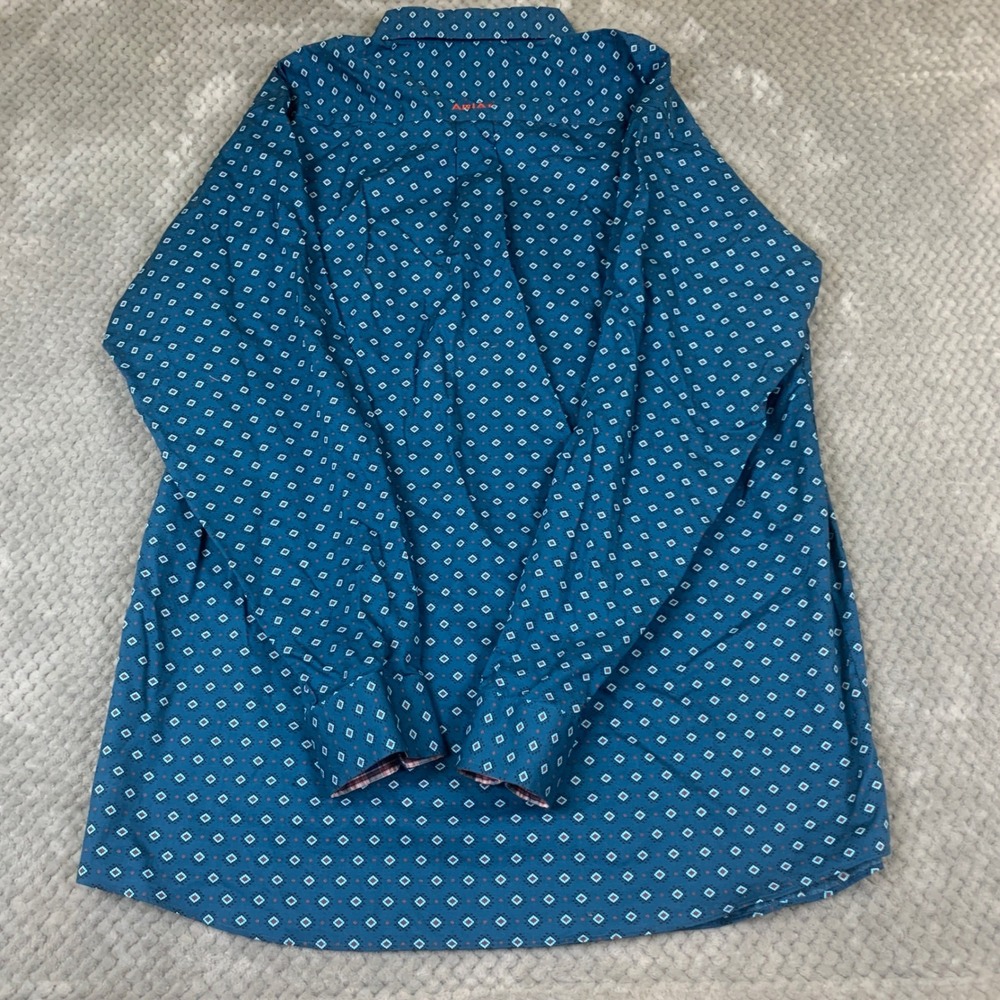 Ariat Vito Shirt Men XLT Teal Geometric Classic Fit Western Long Sleeve 10037985 - Picture 4 of 10